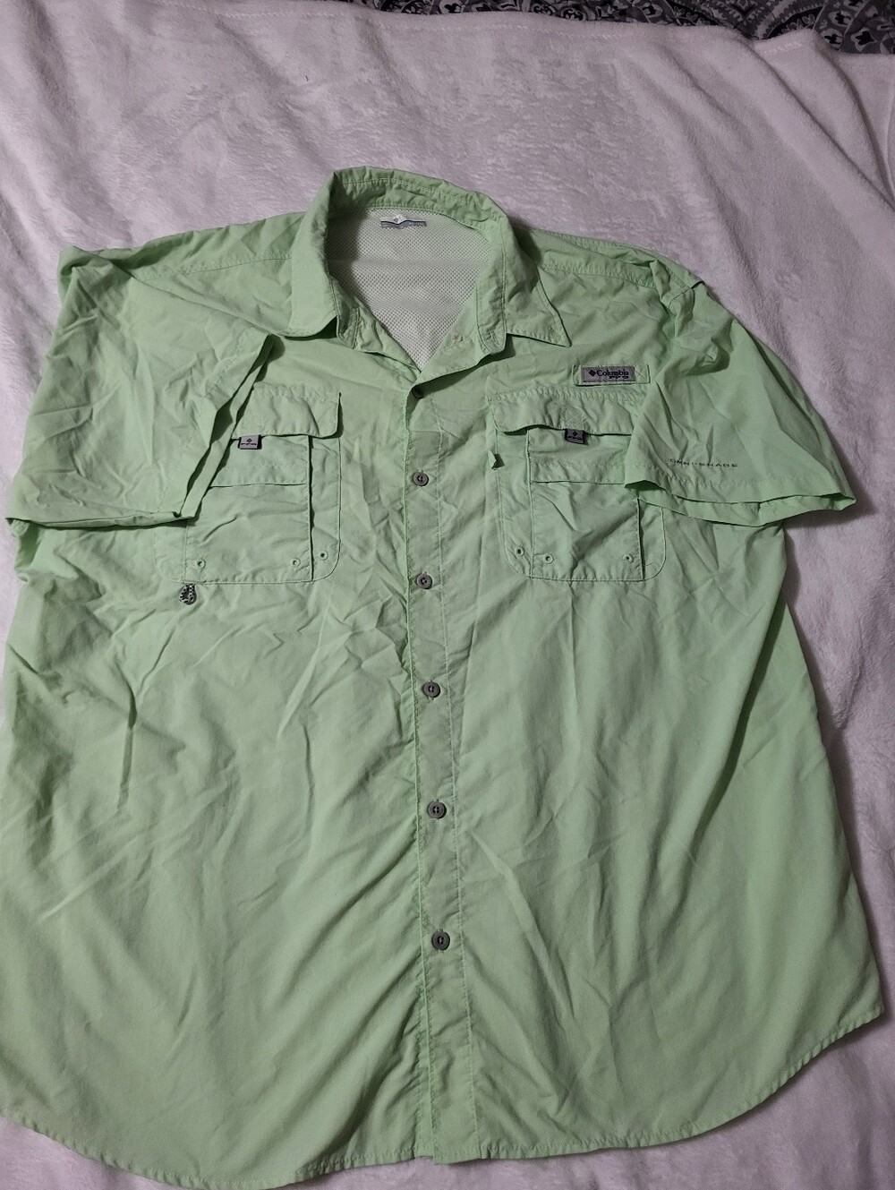 Columbia Pfg Xxl Light Green Short-Sleeve Fishing Shirt